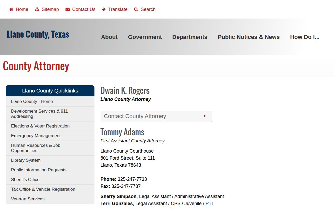 Llano County warrant confirmation County Attorney source